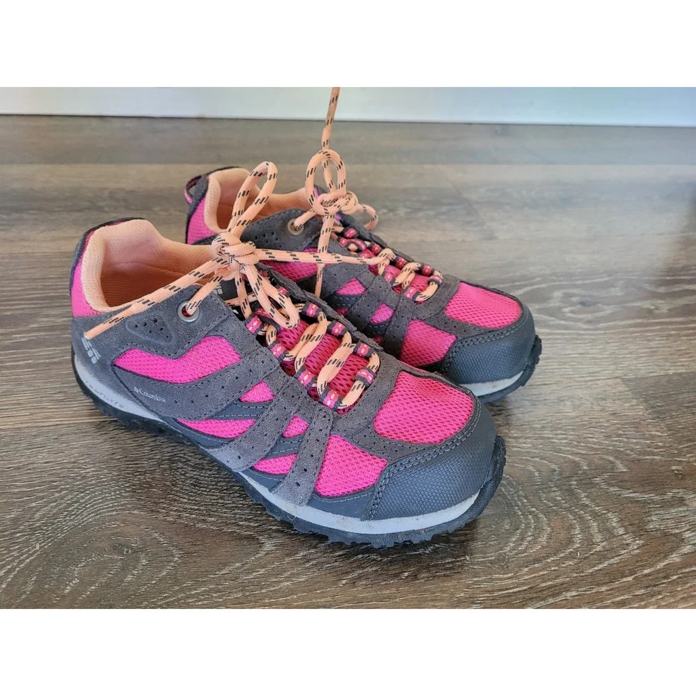 Columbia Youth Redmond Waterproof Hiking Shoes Charcoal Pink Size 3Y #6